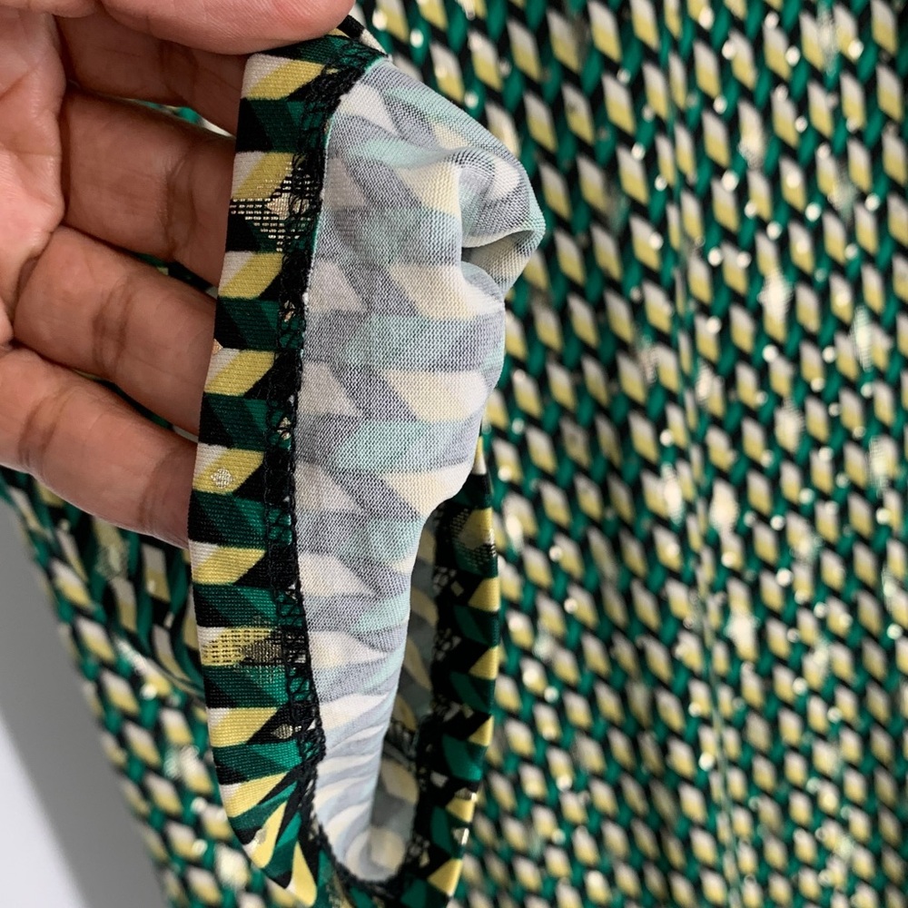 Sz 20W iconic Green and Cream Patterned Wrap Dress used - Picture 11 of 15